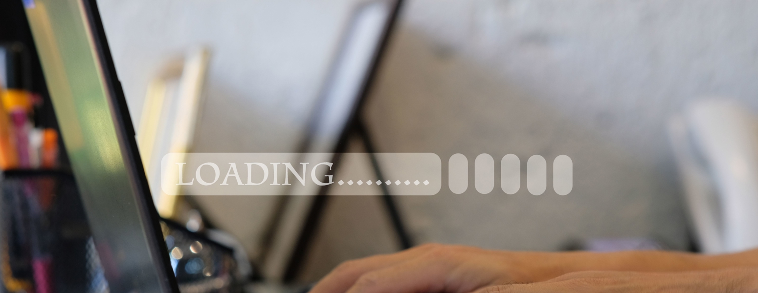 website image with loading headline overlaid